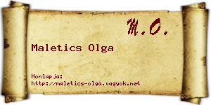 Maletics Olga névjegykártya